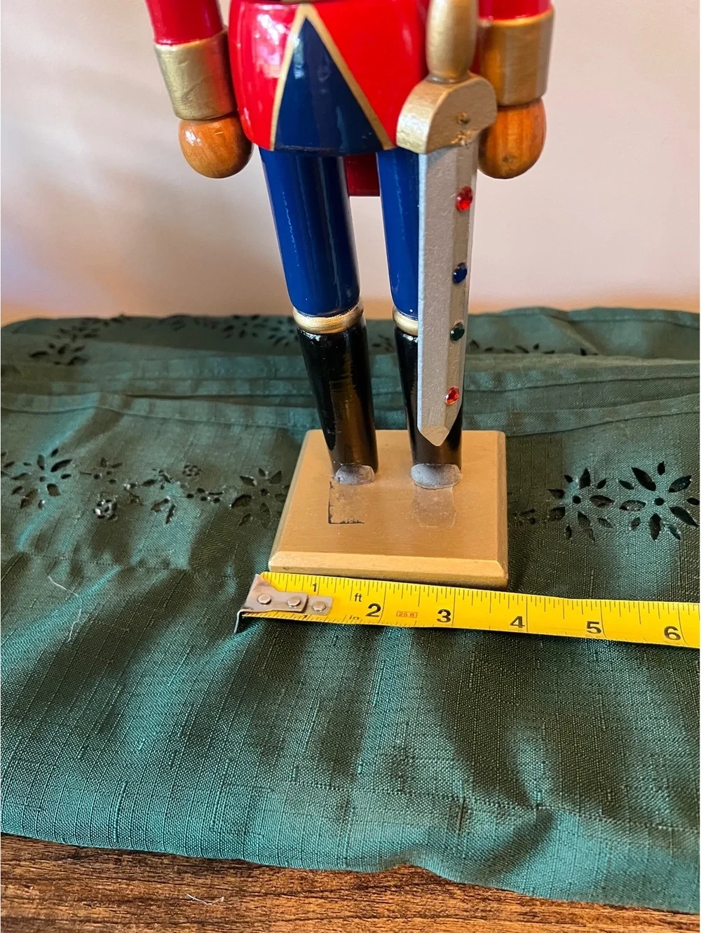 Disabled Christmas soldier 14” Nutcracker Red Gold wearing crown